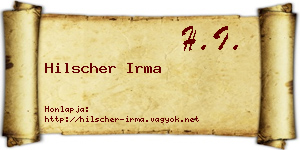Hilscher Irma névjegykártya